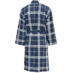 Peignoir bain kimono coton motig jacquard bleu.