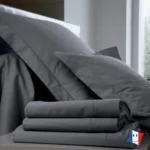 Drap plat uni percale coloris acier