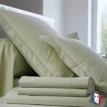 Drap plat uni percale coloris anis