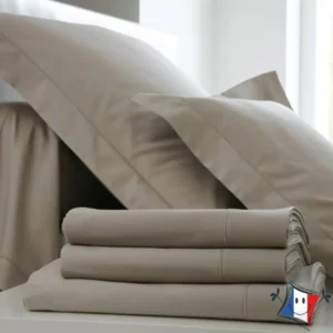 Drap plat uni percale coloris chanvre