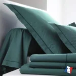 Drap plat uni percale coloris bleu paon