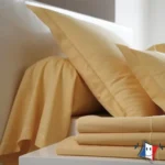 Drap plat uni percale coloris curry