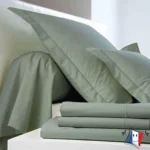 Drap plat uni percale coloris sauge