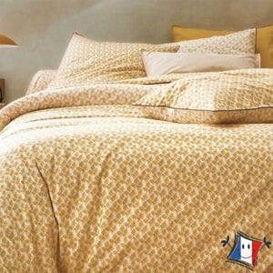 housse de couette imprimé Fes safran, en motif mosaic couleur jaune et ocre