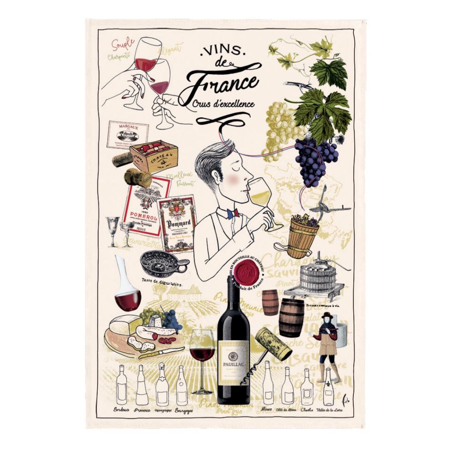 torchon coton Vins de france torchon Vins de france