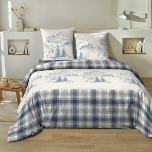 Parure housse de couette 240x220 flanelle sapins