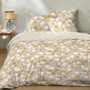Parure housse de couette flanelle Feuilles